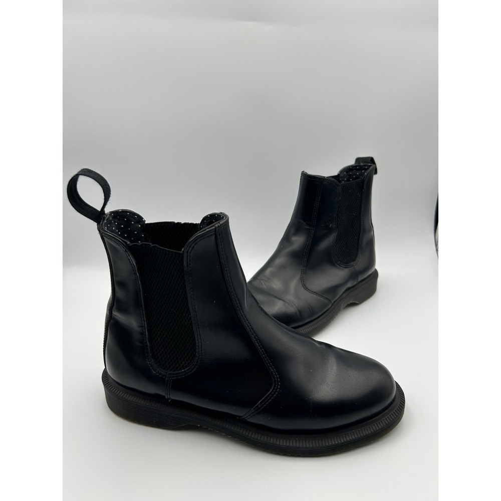 Dr. Martens Flora Black Leather Chelsea Boots Polished Ankle Boot Women's size 5